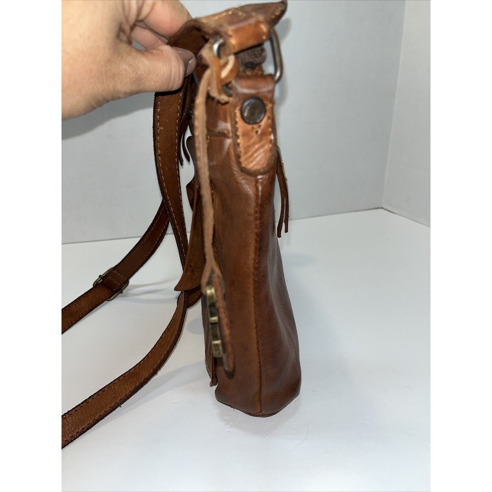 Harbour 2nd Genuine Leather Cognac Brown Zip Top Crossbody Flap Purse - Picture 2 of 16